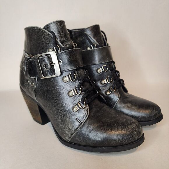 Harley Davidson Ashland Leather Ankle Boots Harness Womens 8.5 Biker Motorcycle - Picture 3 of 15